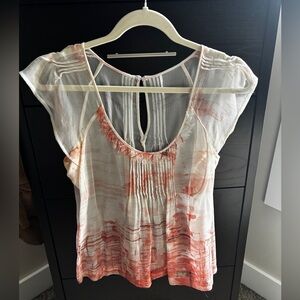 Vintage Banana Republic Silk Pink and Cream Blouse, Size Petite XS